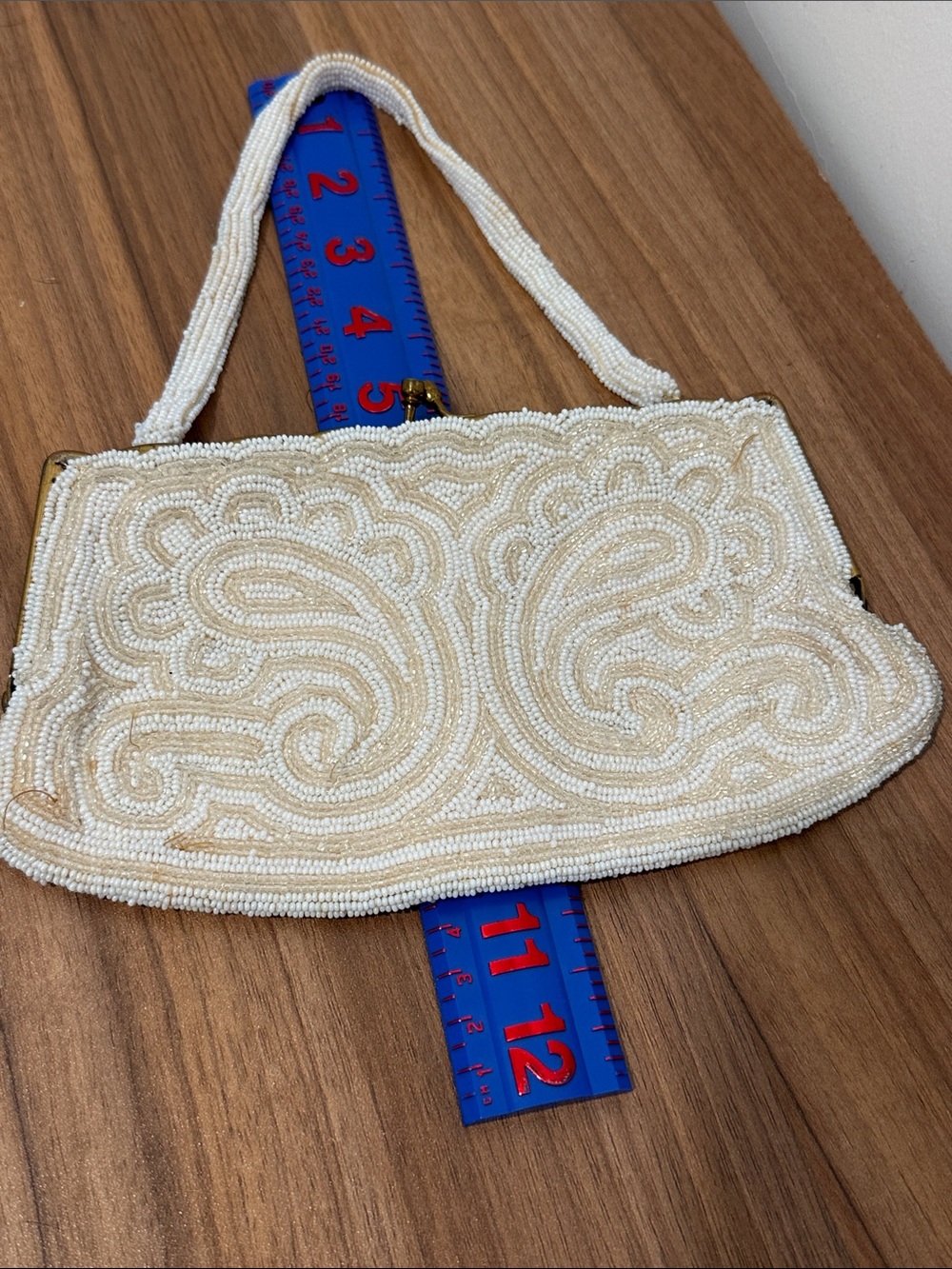 Vintage Beaded Ivory Evening Clutch - Picture 8 of 10